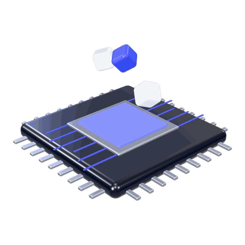 3D illustration of an AI processor chip