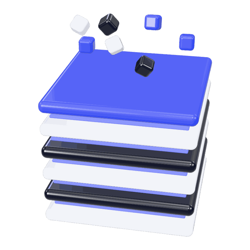 3D illustration of a layered language model